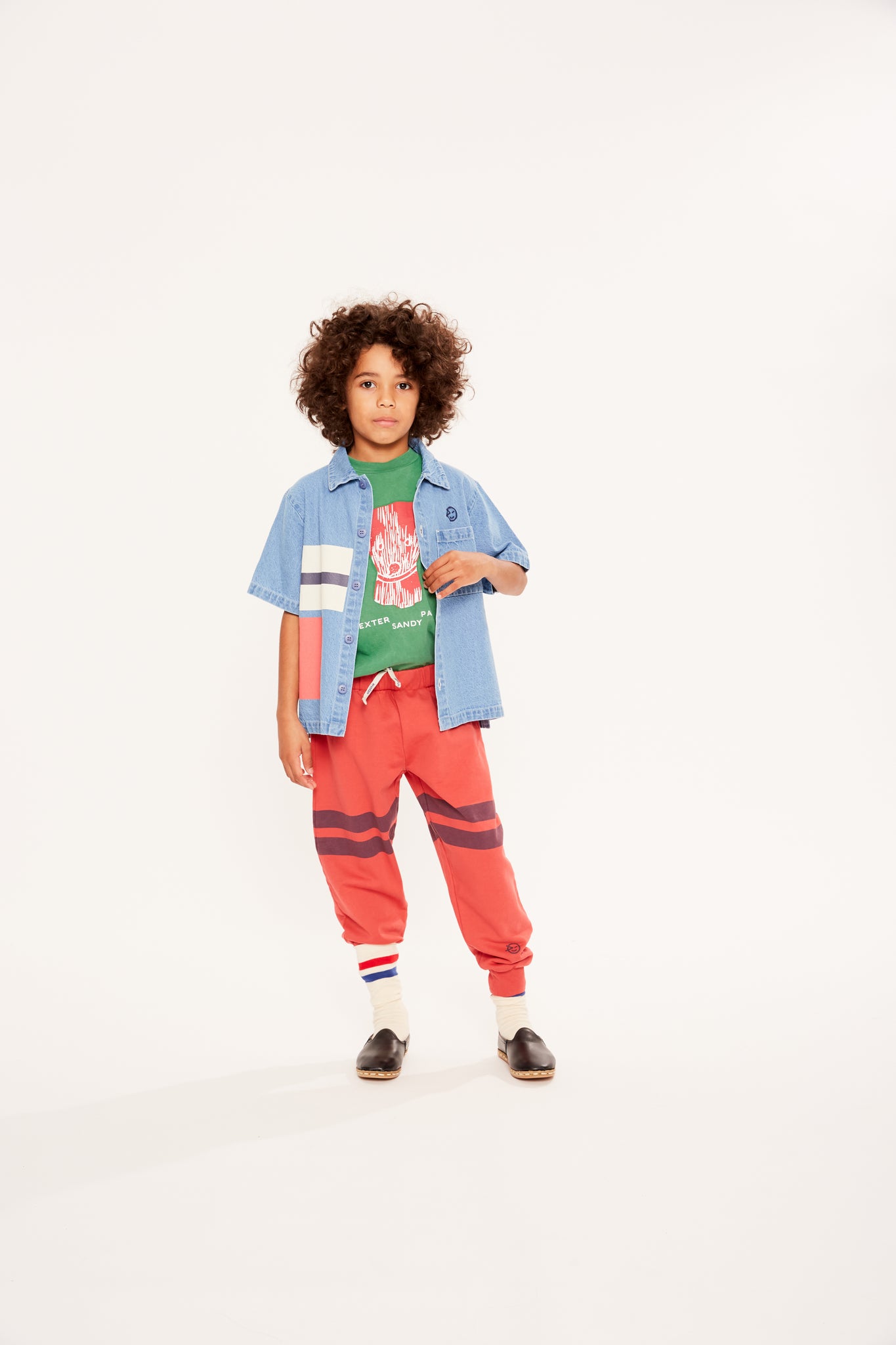 Kite Block Jean Shirt - Sunset Red / Navy