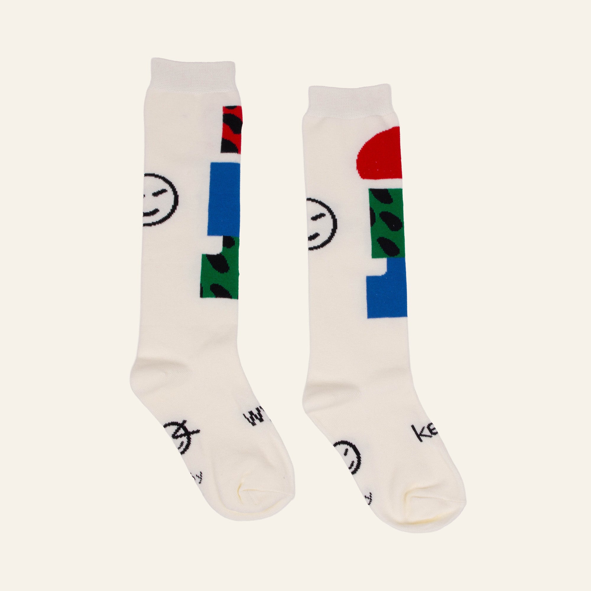 Block Print Sock - Ecru Multi