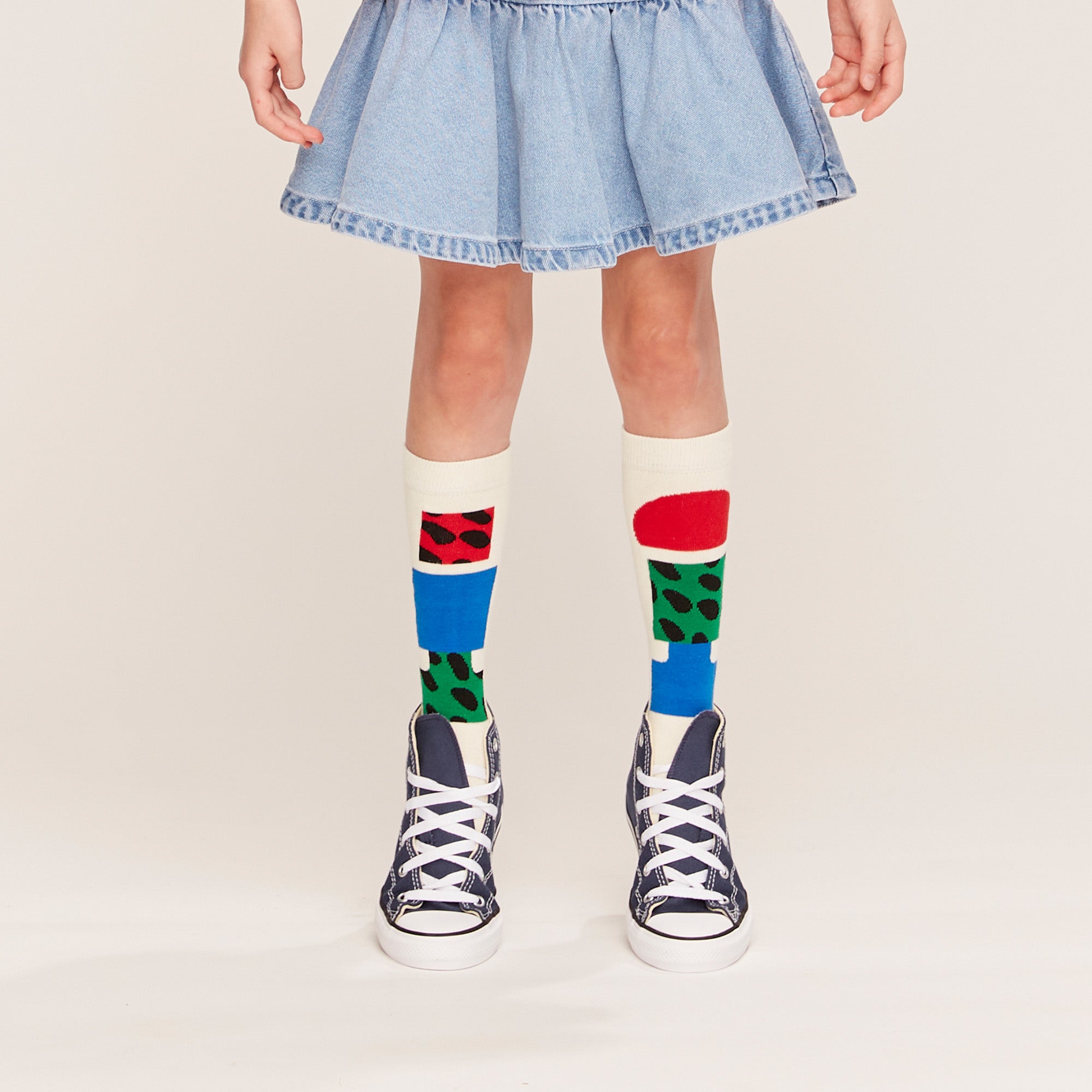 Block Print Sock - Ecru Multi