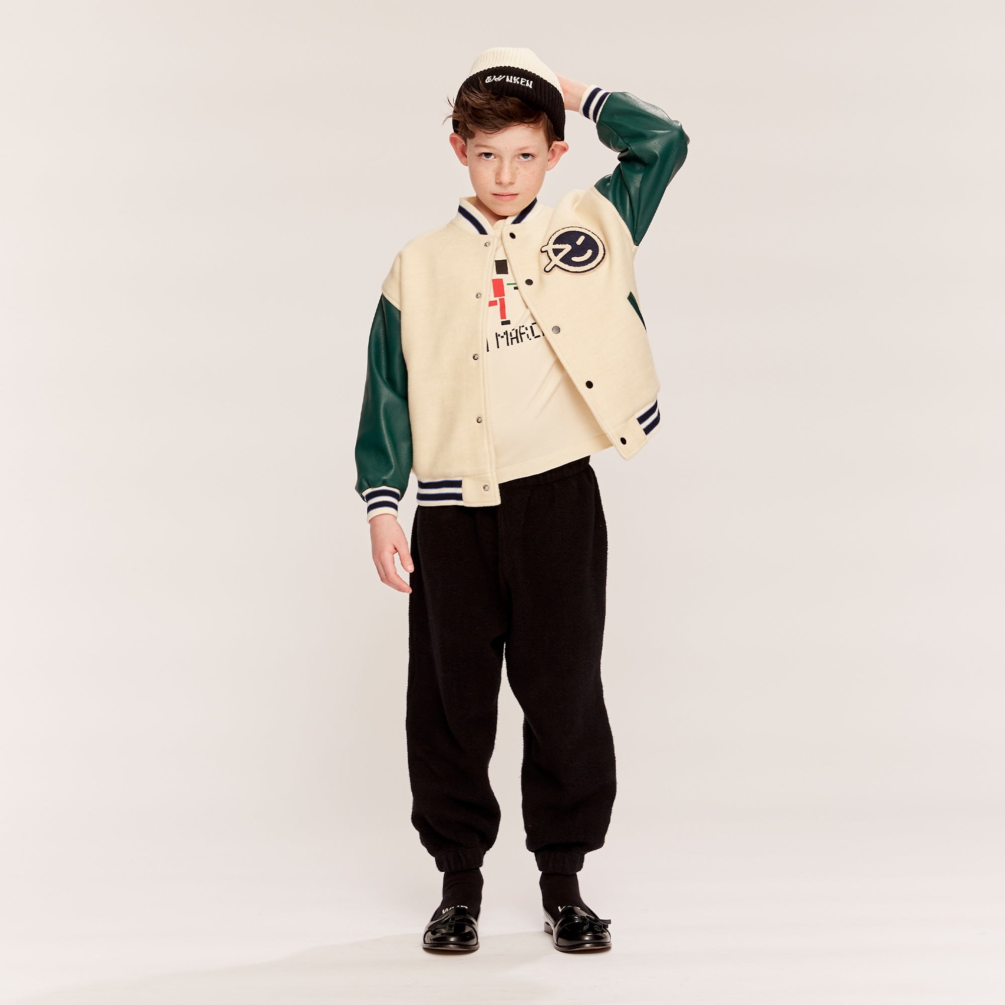 Kukka Tee - Cream / Forest Green