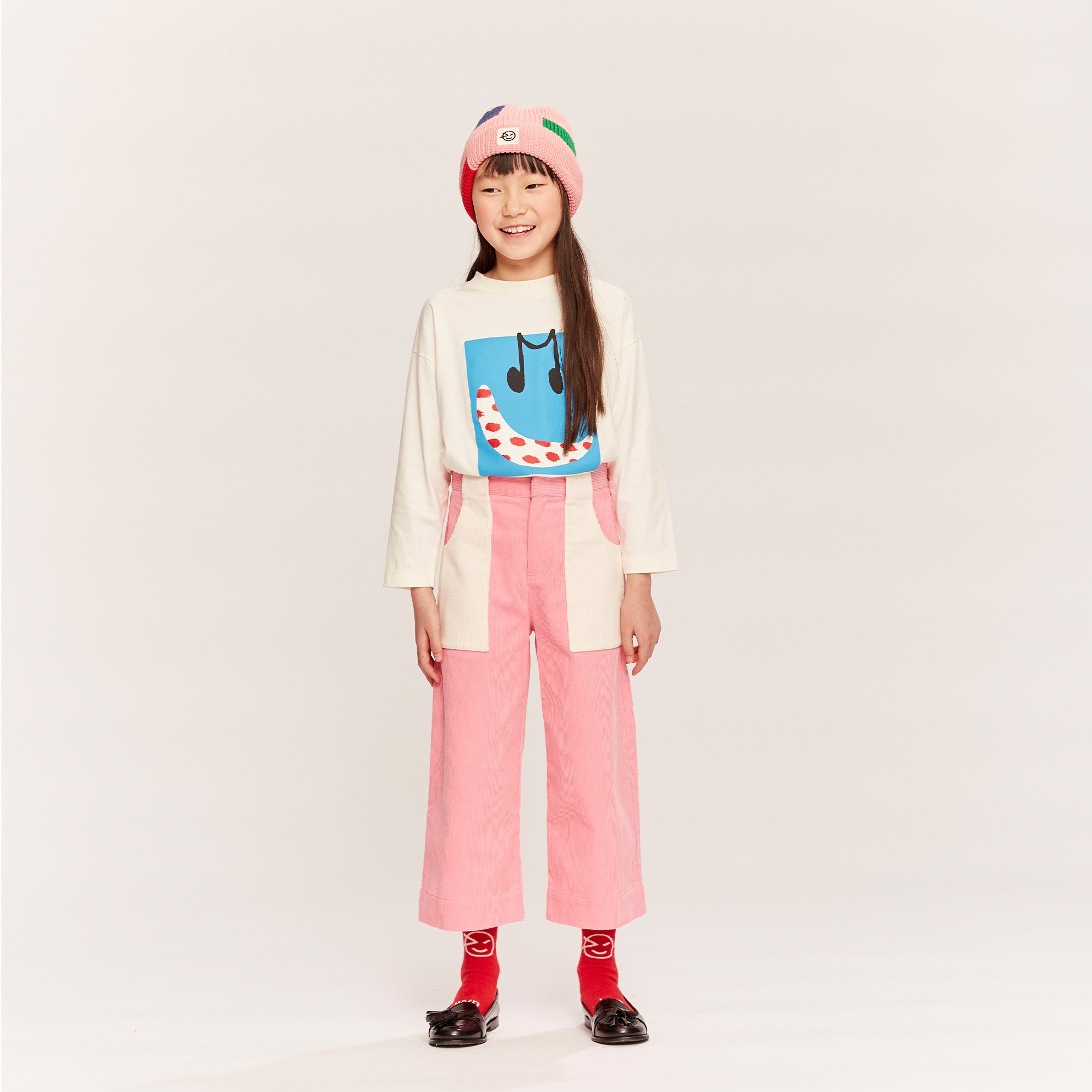 Micro Cord Pony Pant - Pink / Ecru