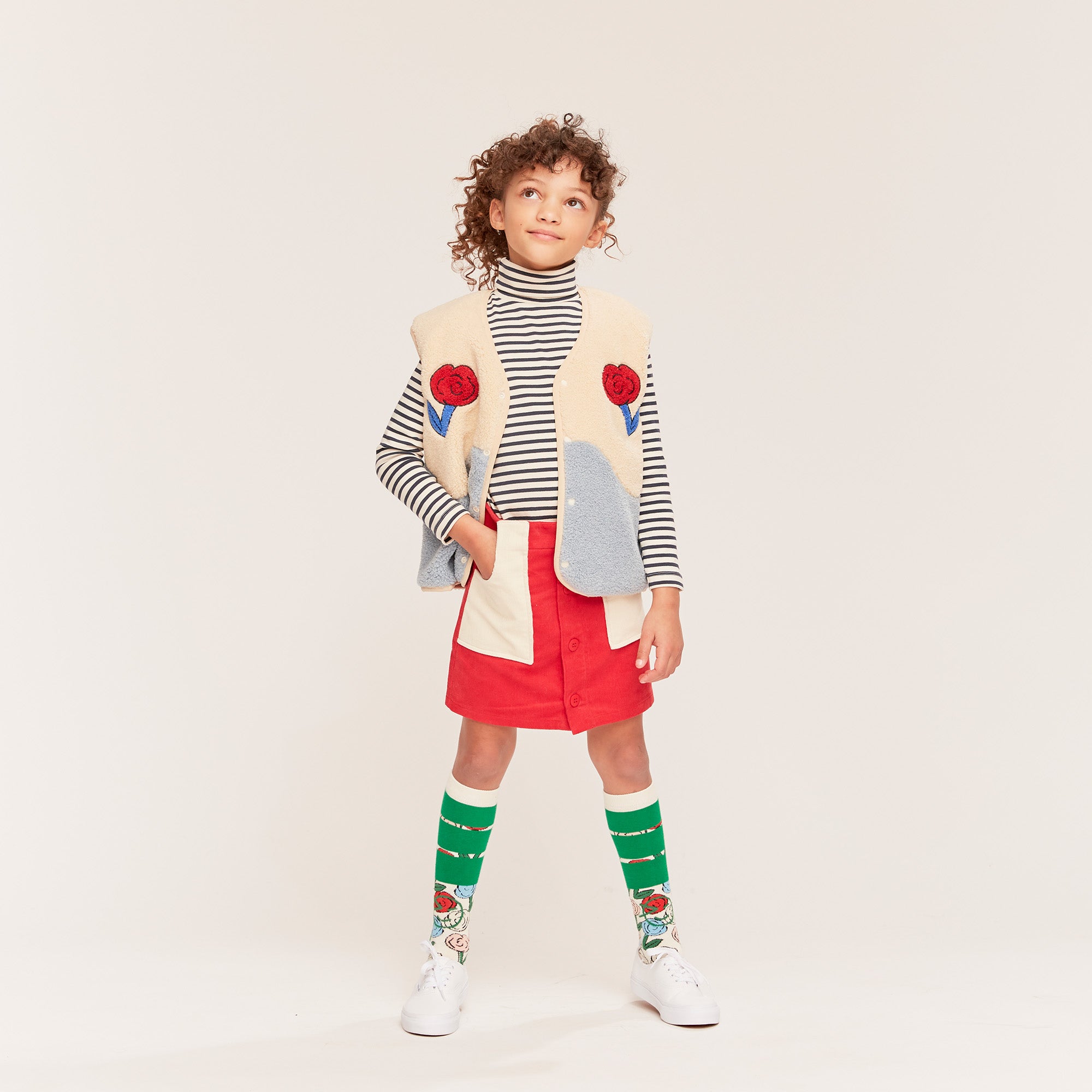 Micro Cord Pony Skirt - Rouge / Ecru