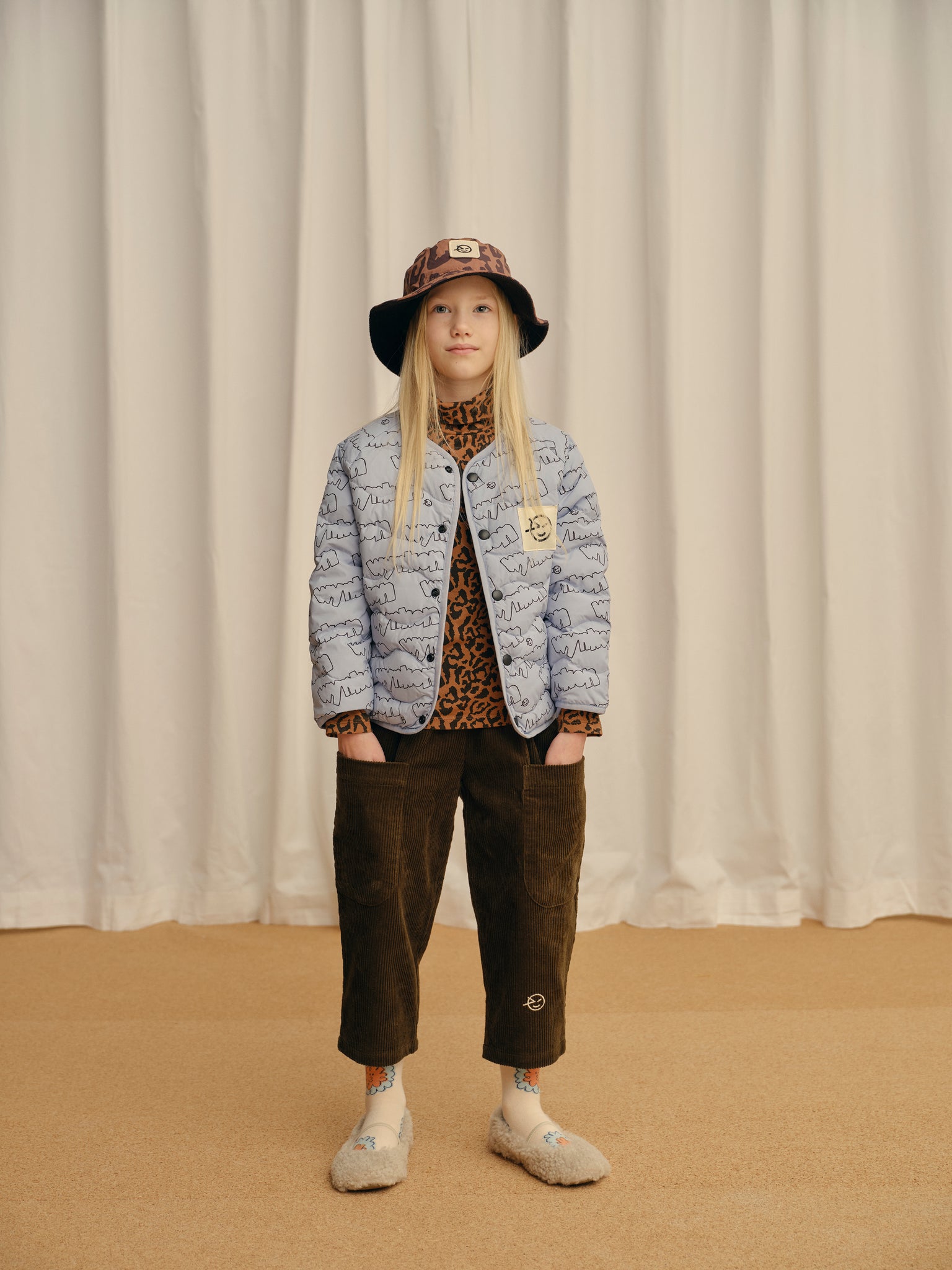 Daily Down Jacket - Pale Blue Tm Print