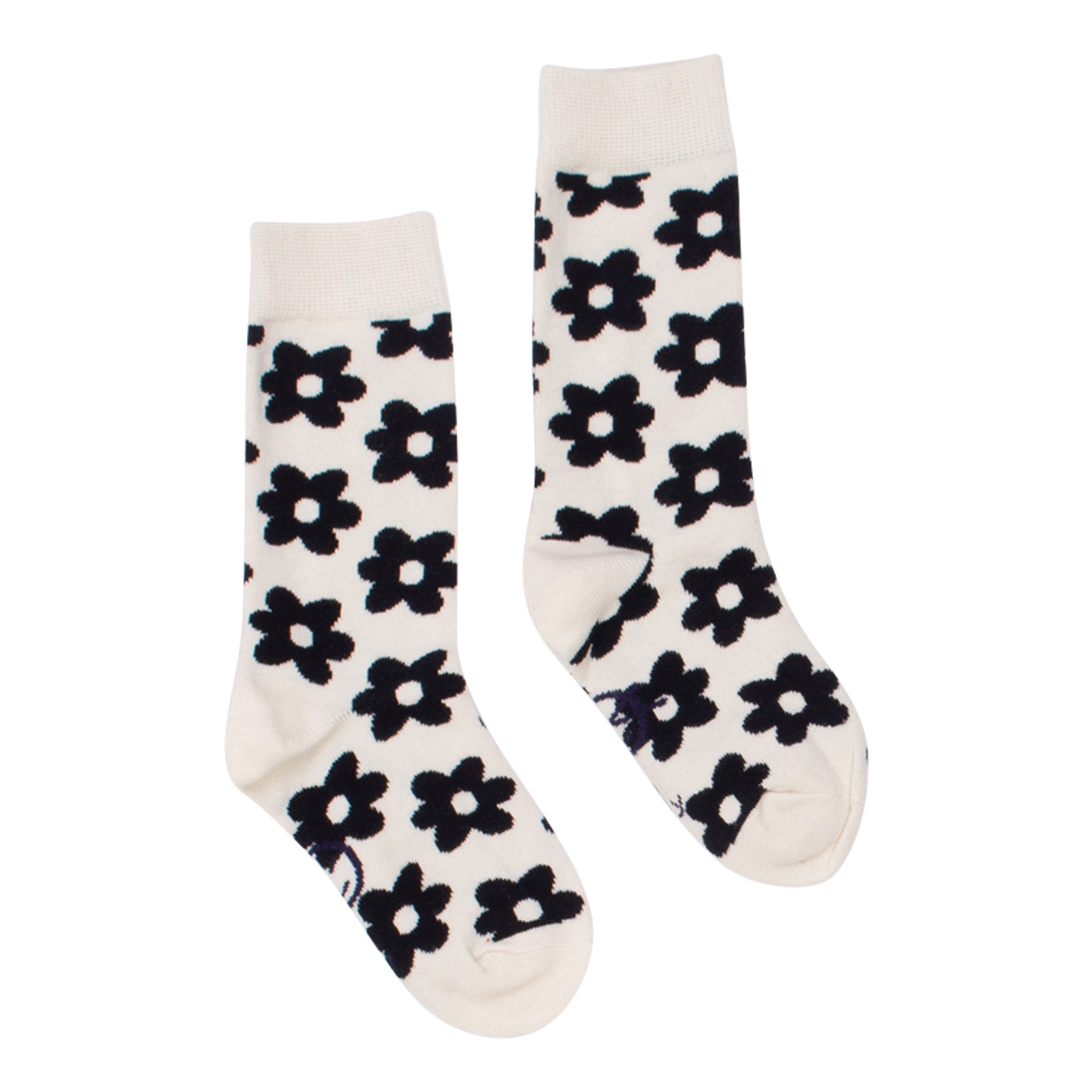 Flower Sock - Ecru/Black