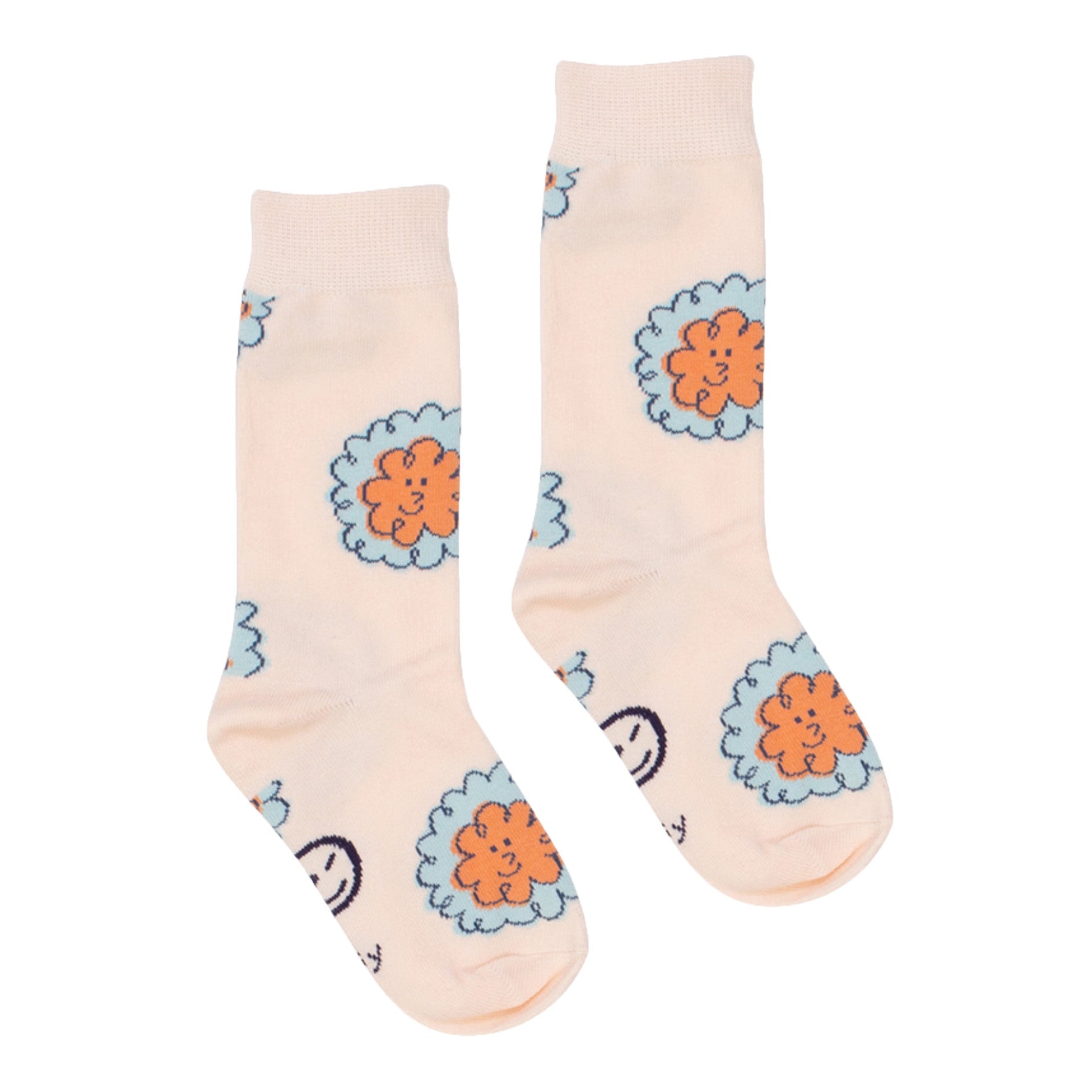 Ruffle Flower Sock - Pale Peach