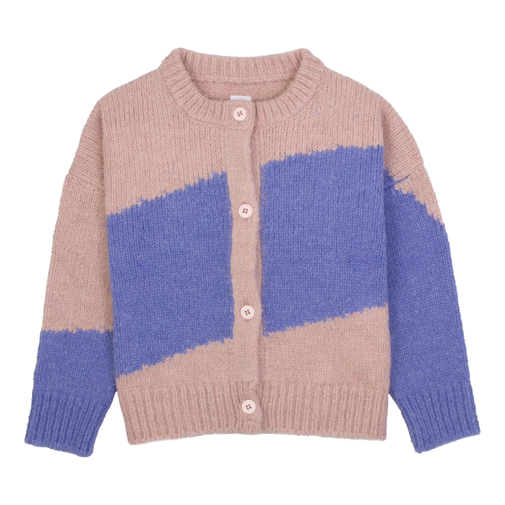 Wave Cardigan - Palest Pink / Circus Blue