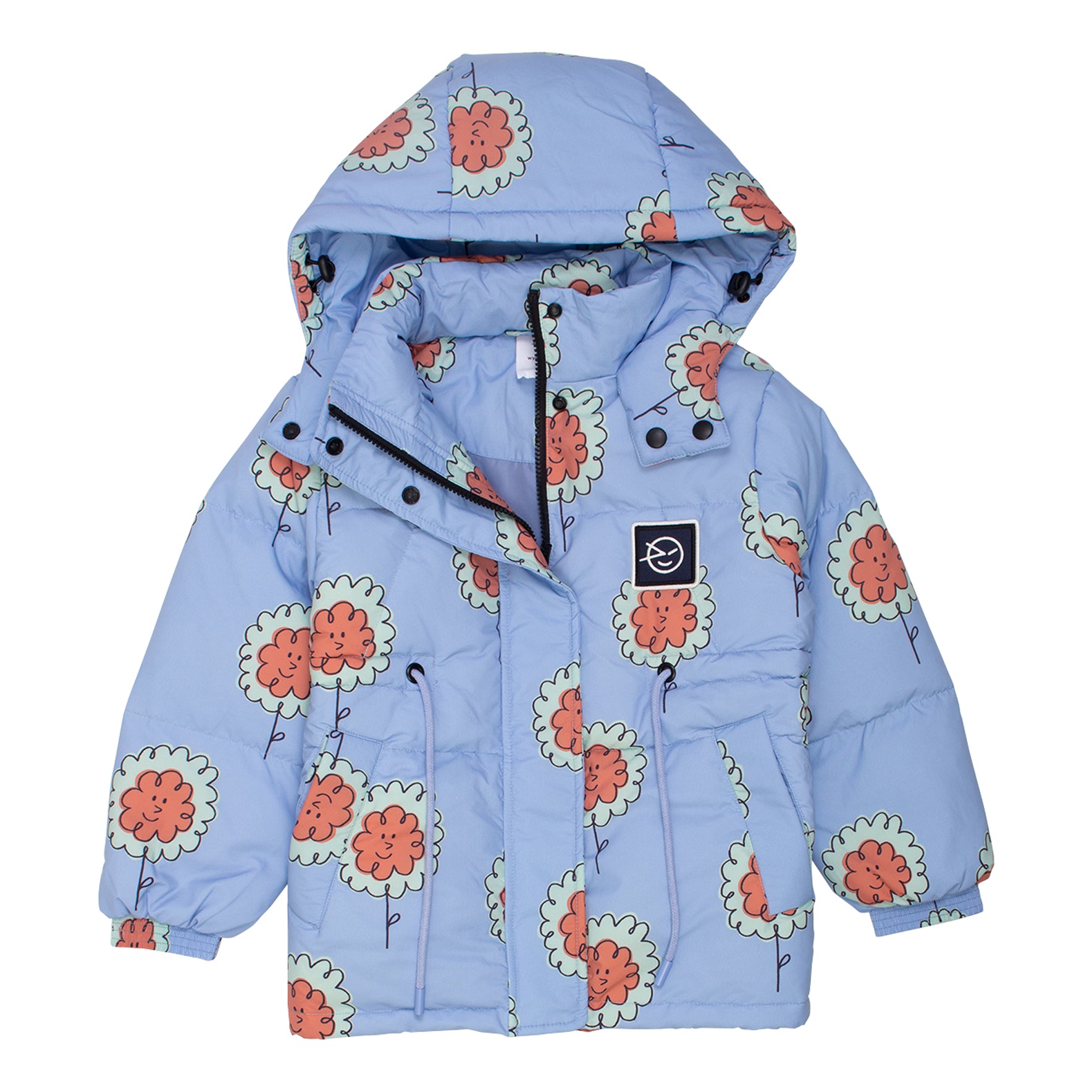 Riga Short Down Jacket - Pale Blue Flowers