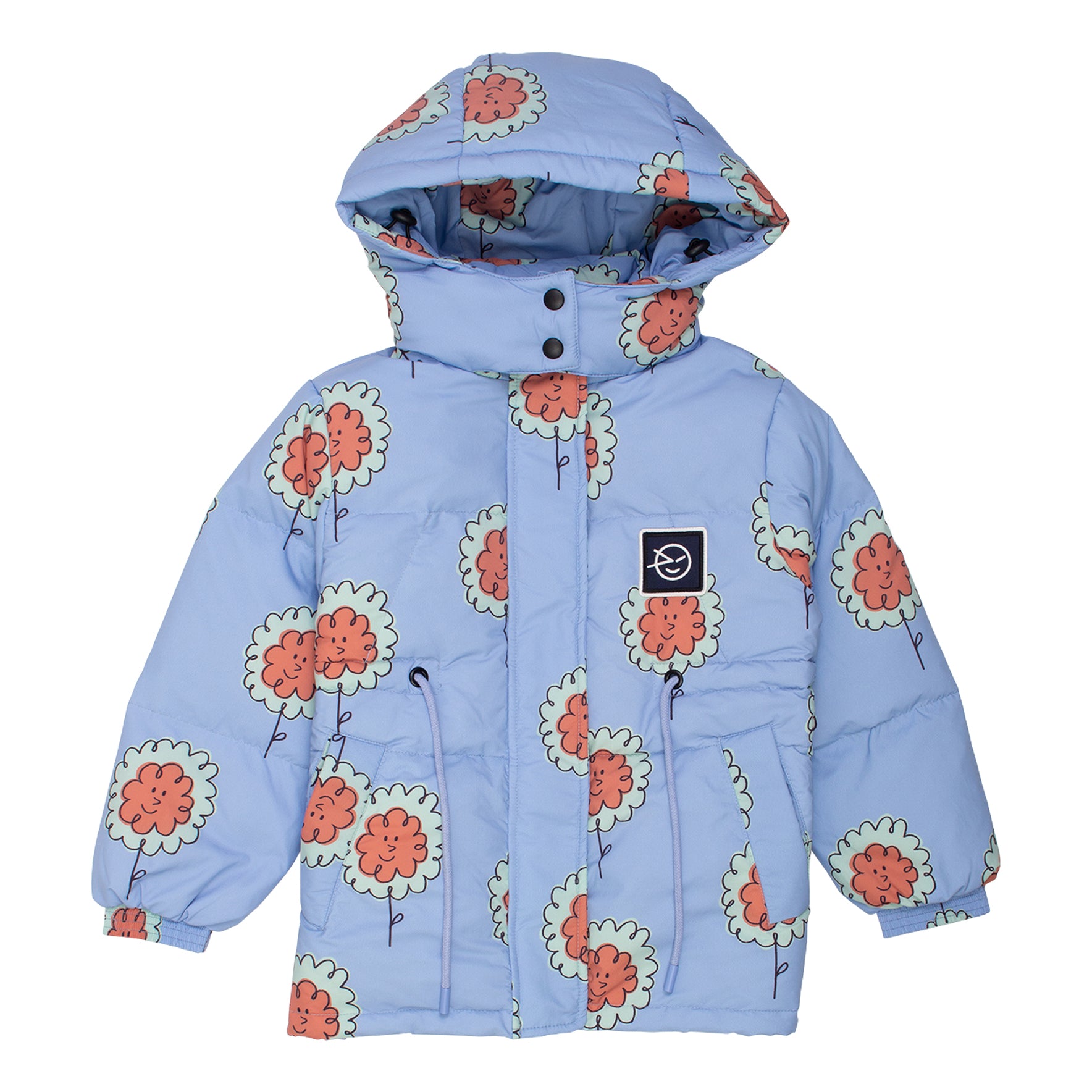 Riga Short Down Jacket - Pale Blue Flowers