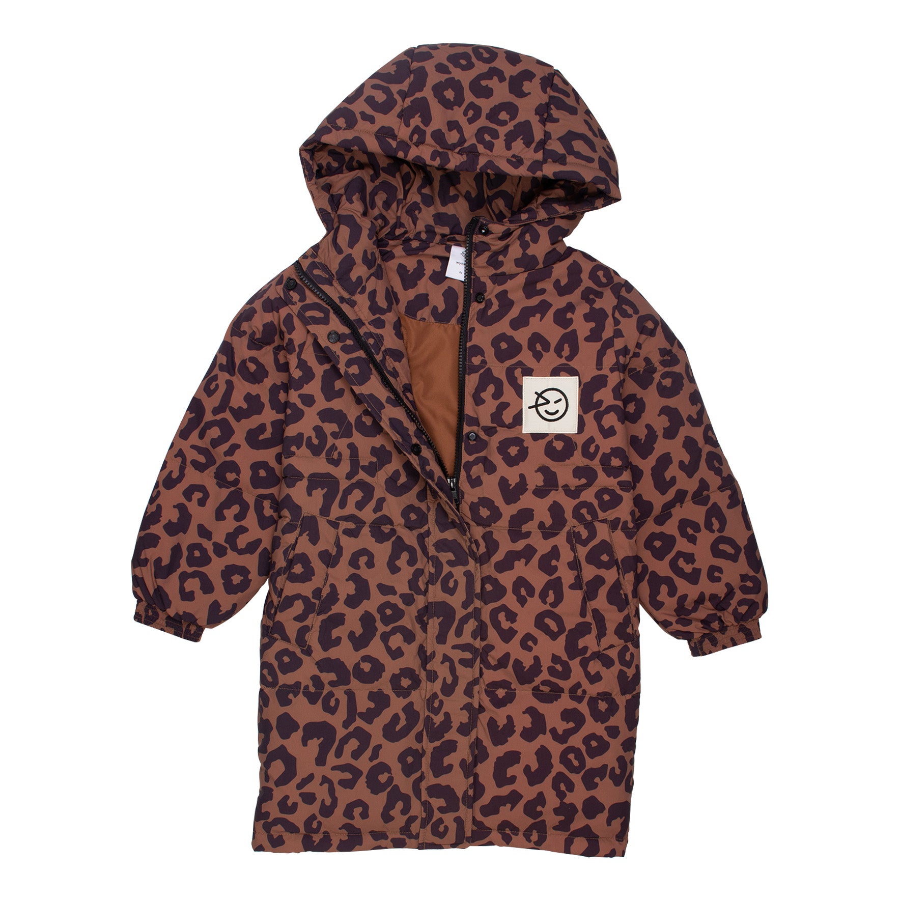 Riga Long Down Jacket - Brun Animal Print