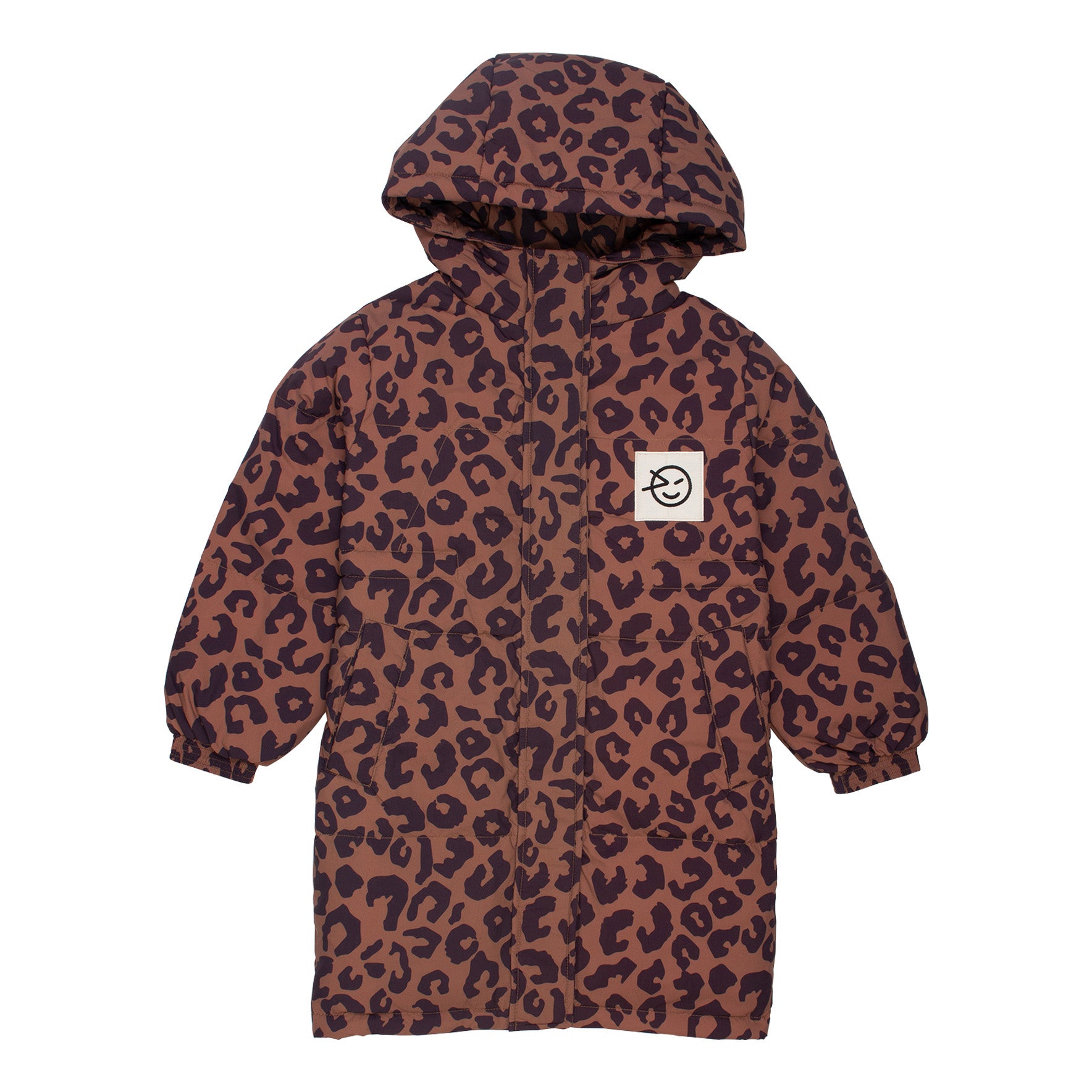 Riga Long Down Jacket - Brun Animal Print