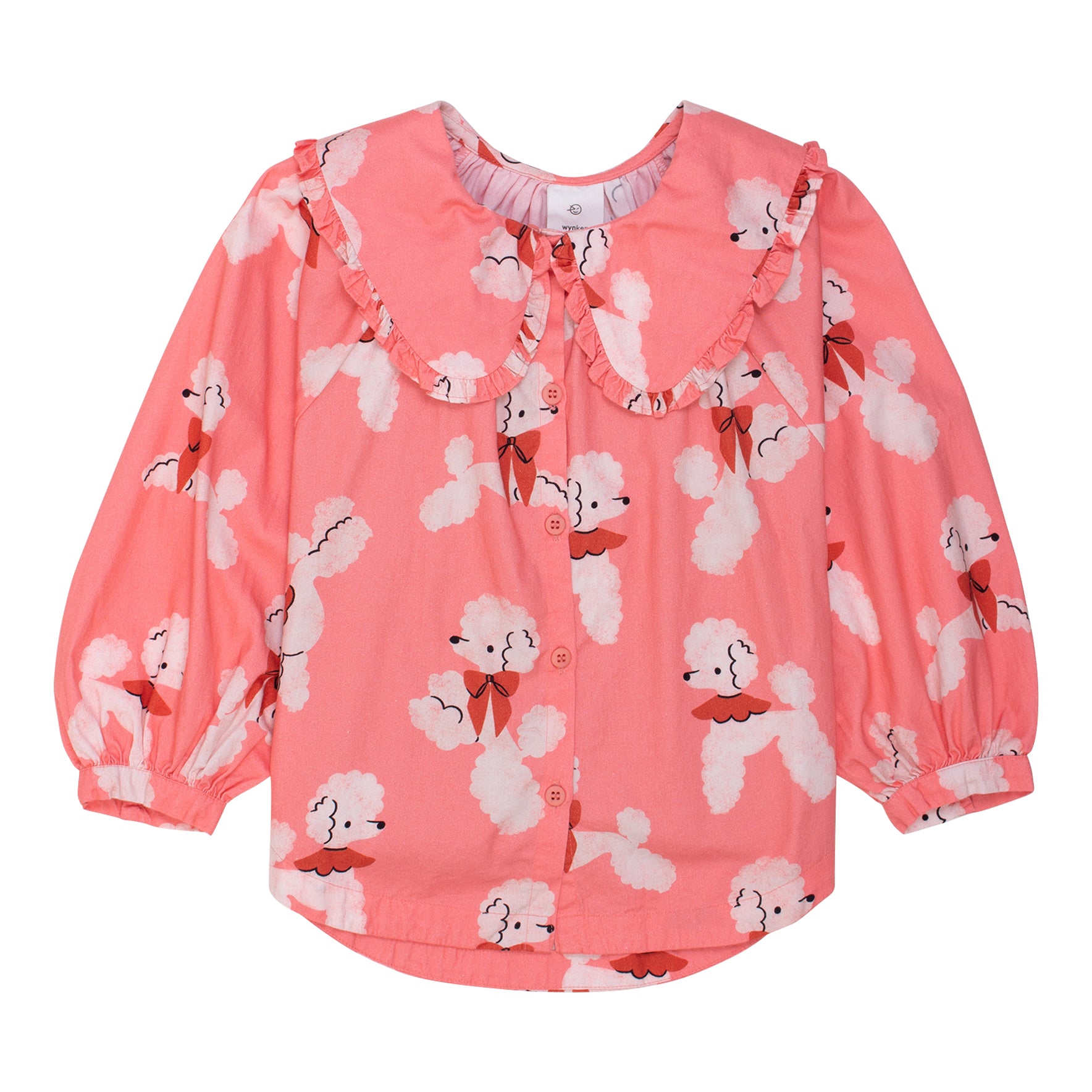 Long Sleeve Sonrisa Blouse - Pale Pink Poodles