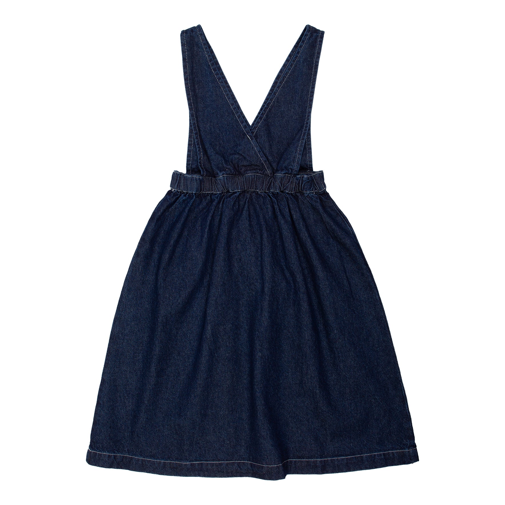 Long Chio Pinafore - Mid Blue Denim