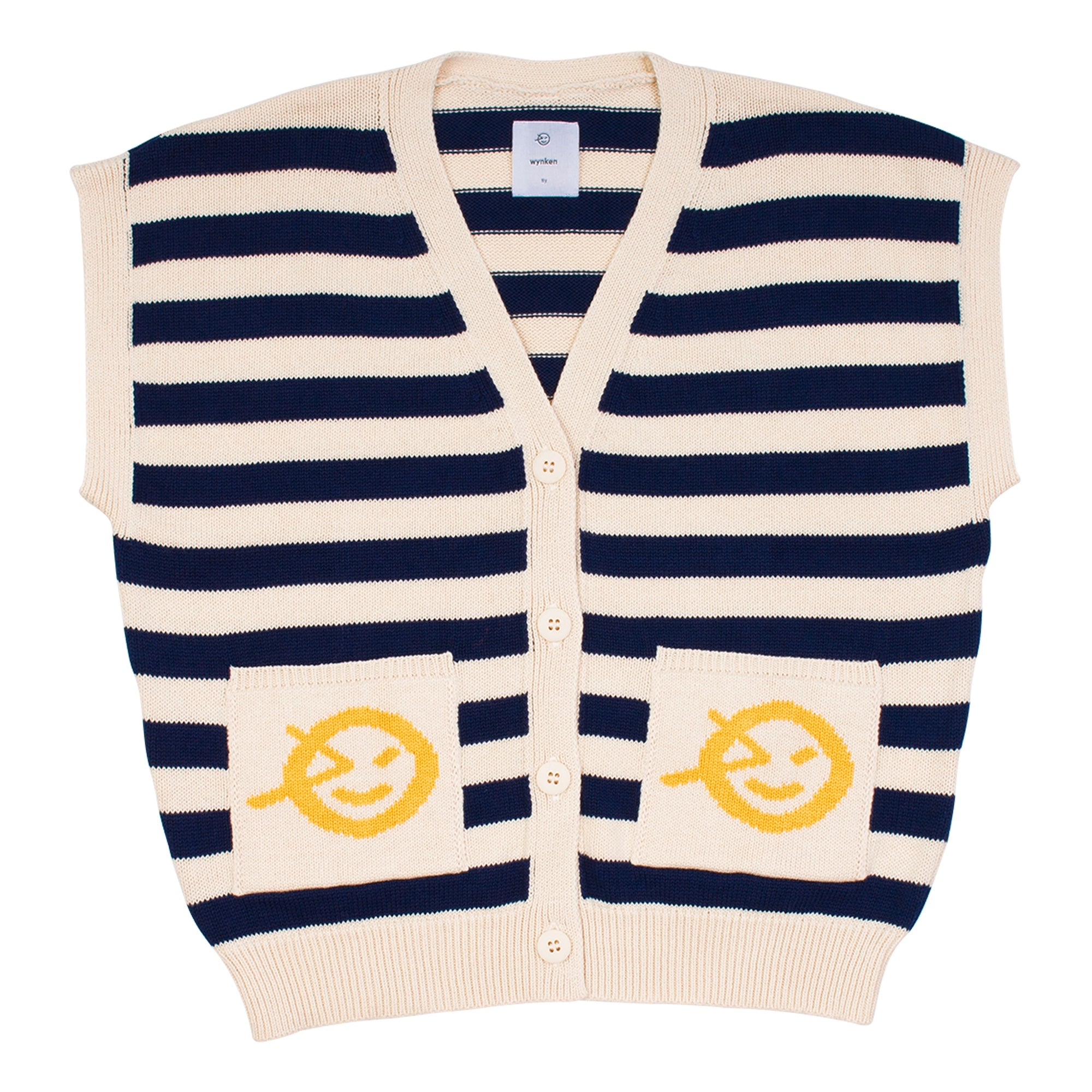 Wynken Stripe Waistcoat - Navy/Tide White