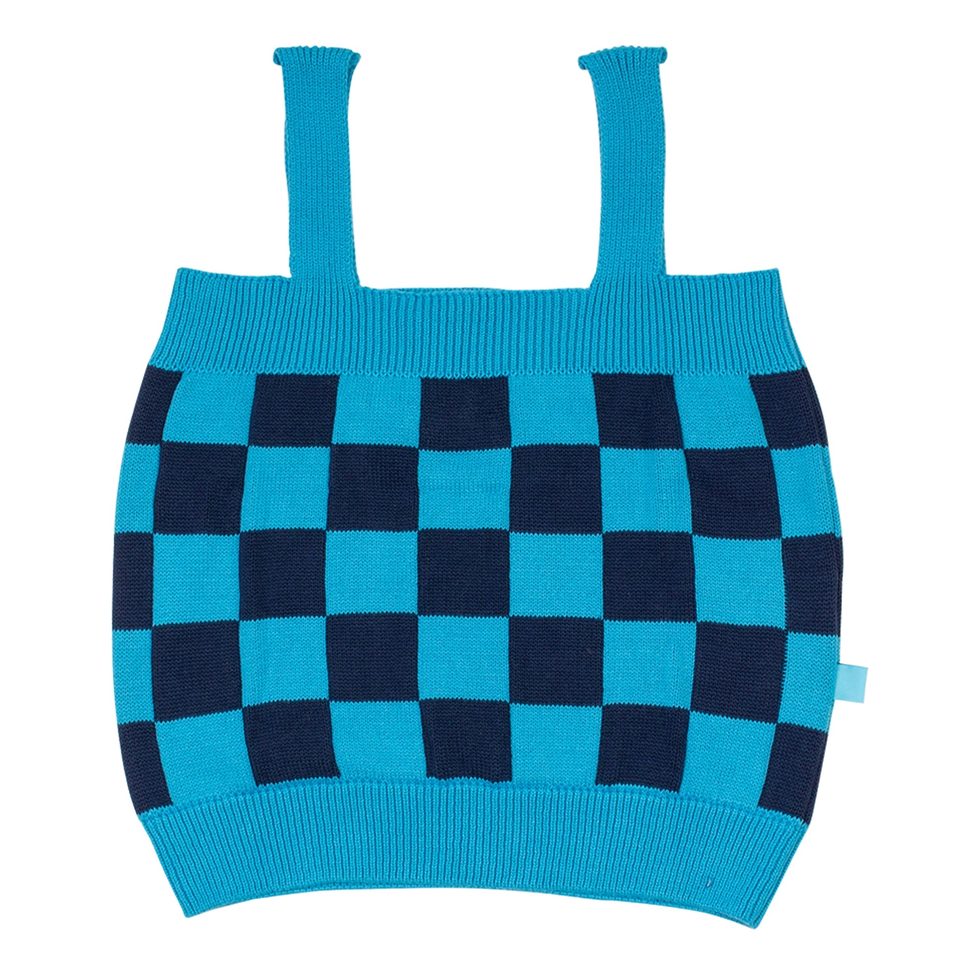 Check Knit Suntop - Turquoise/Navy