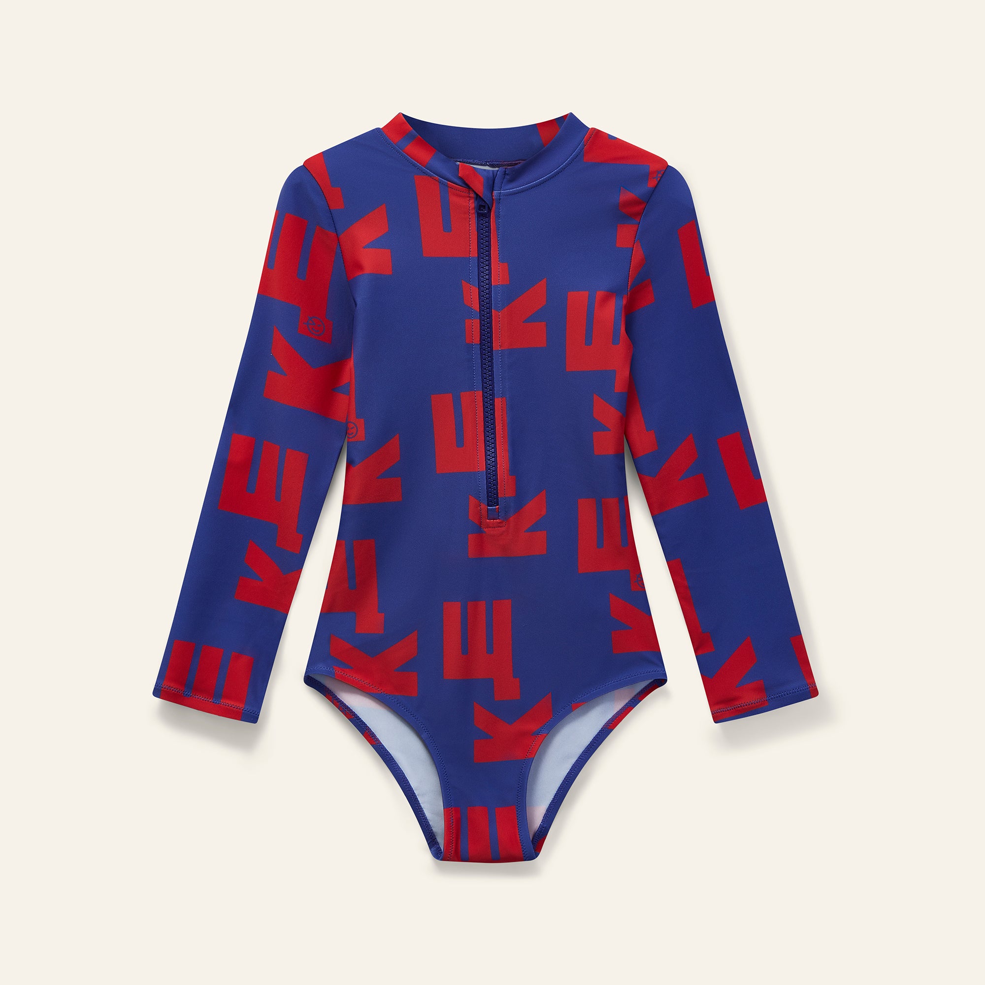 Cloud Long Sleeve Swimsuit - Klein Blue / Red