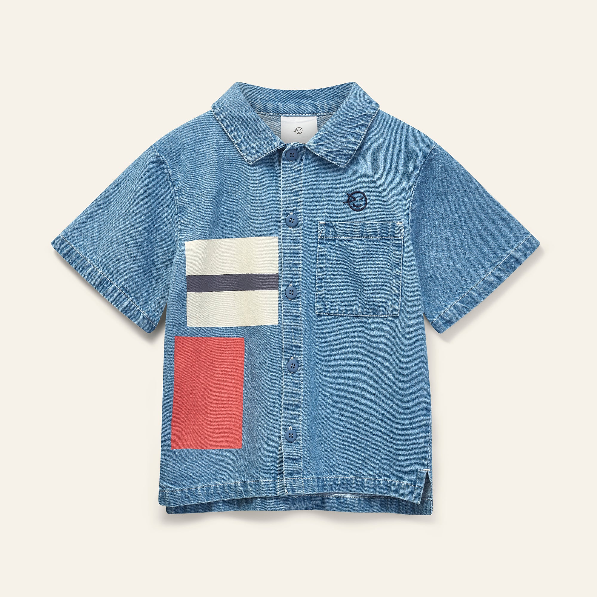 Kite Block Jean Shirt - Sunset Red / Navy