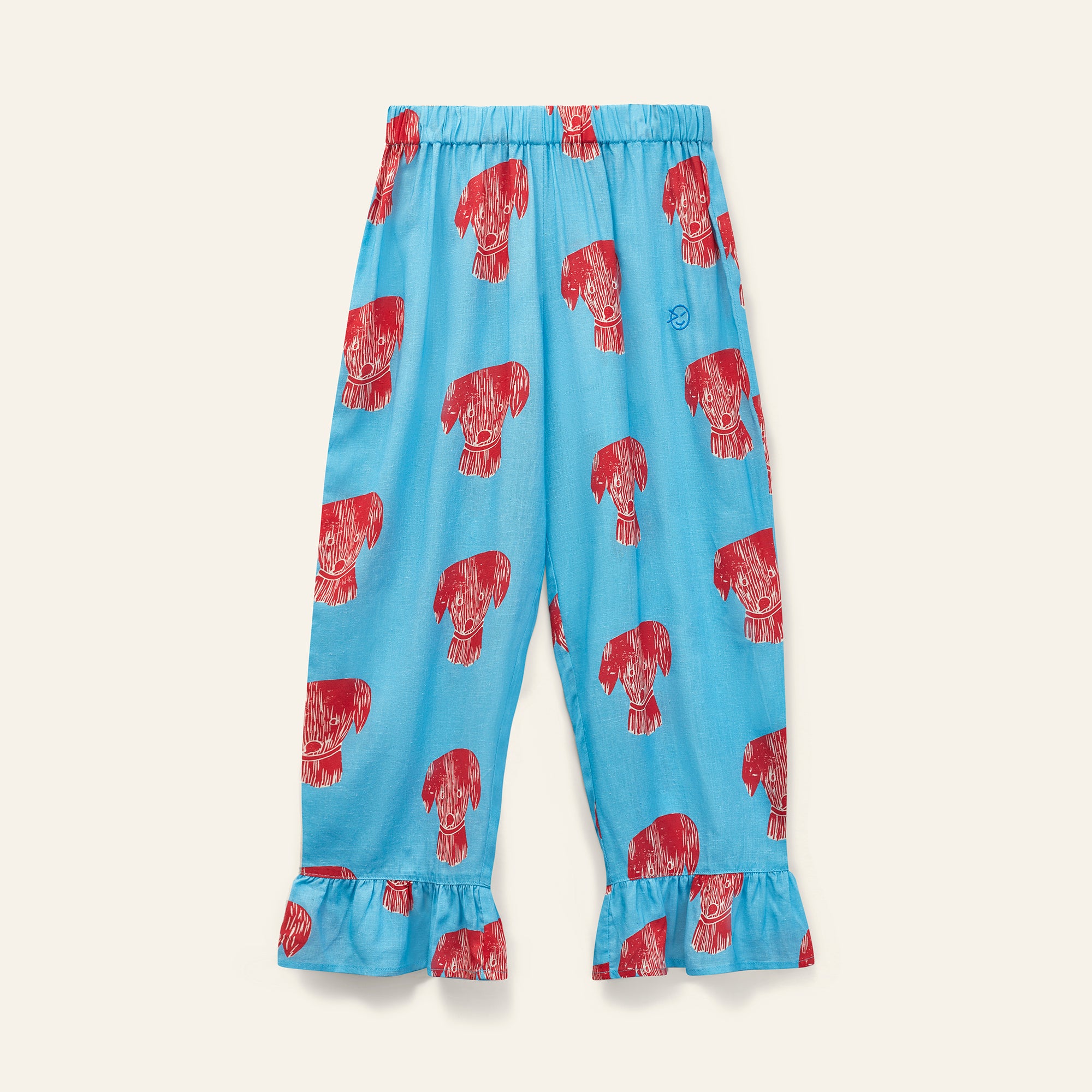 Wide Leg Frill Pant - Sky Blue