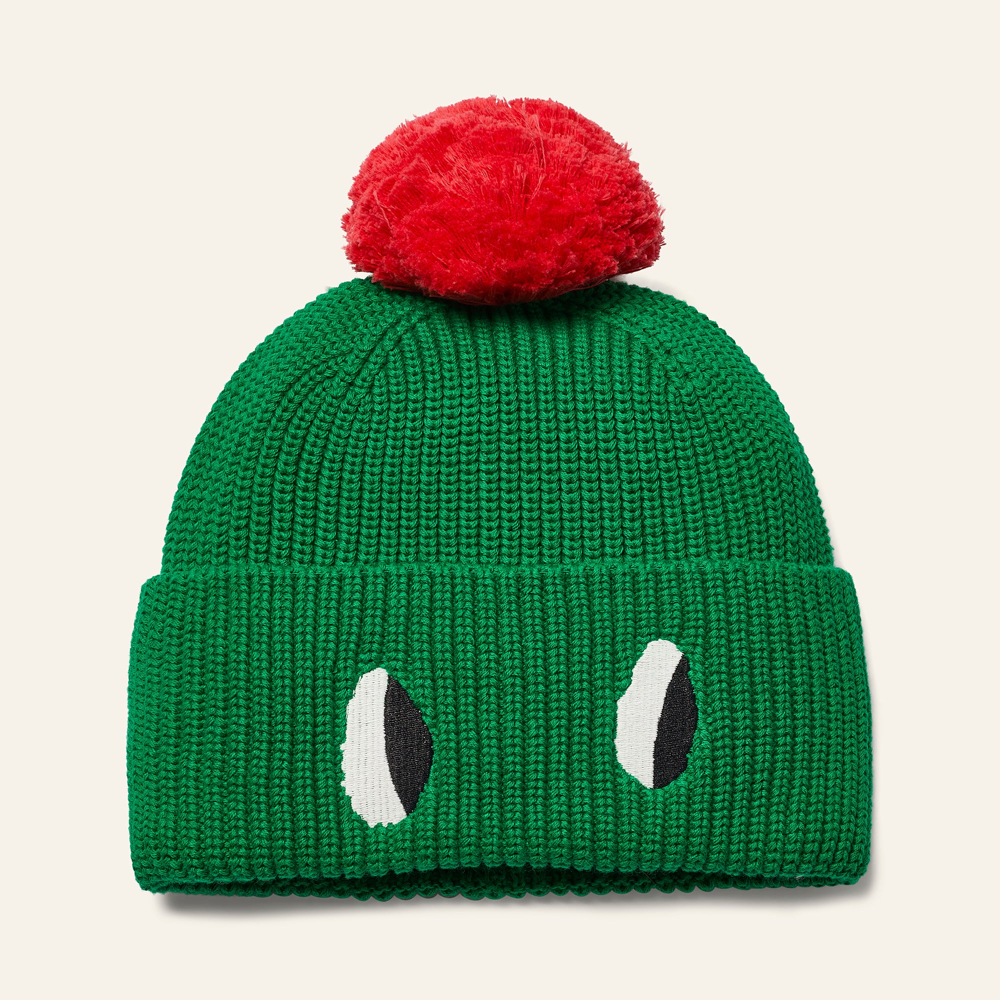 Pom Pom Beanie - Python Green