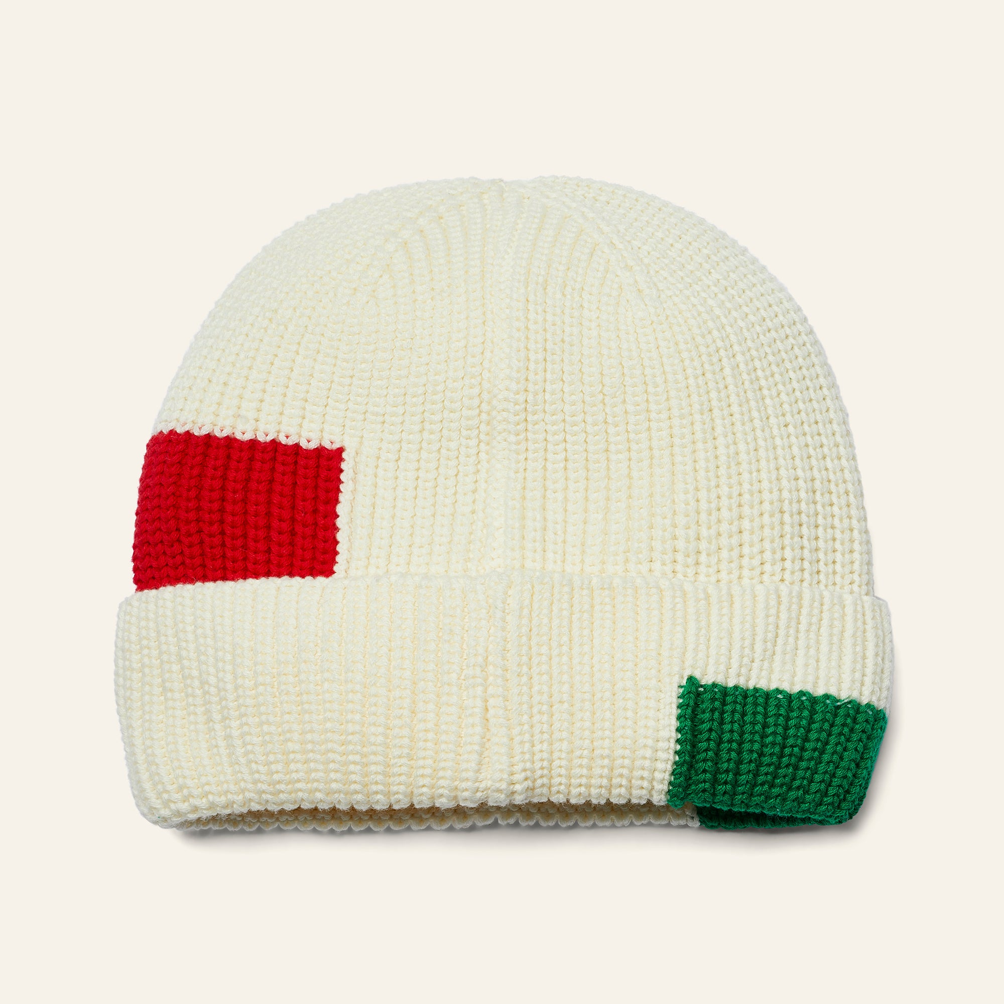 Block Beanie - Ecru Multi