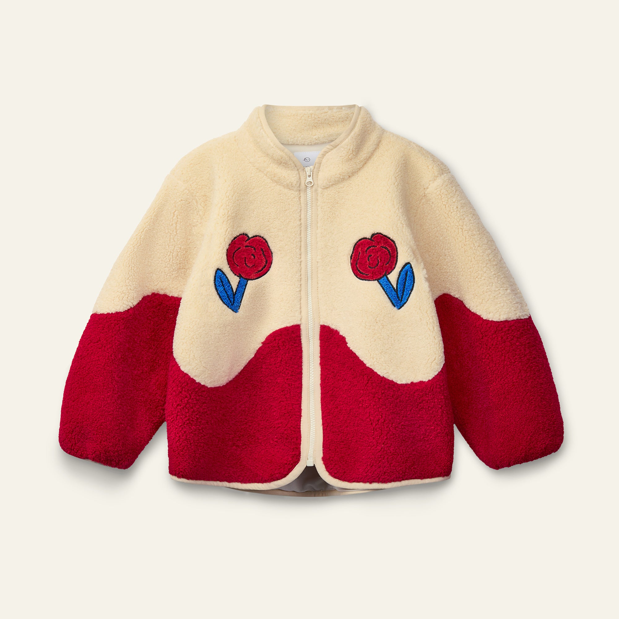 Dancing Dahlia Jacket - Ecru / Red