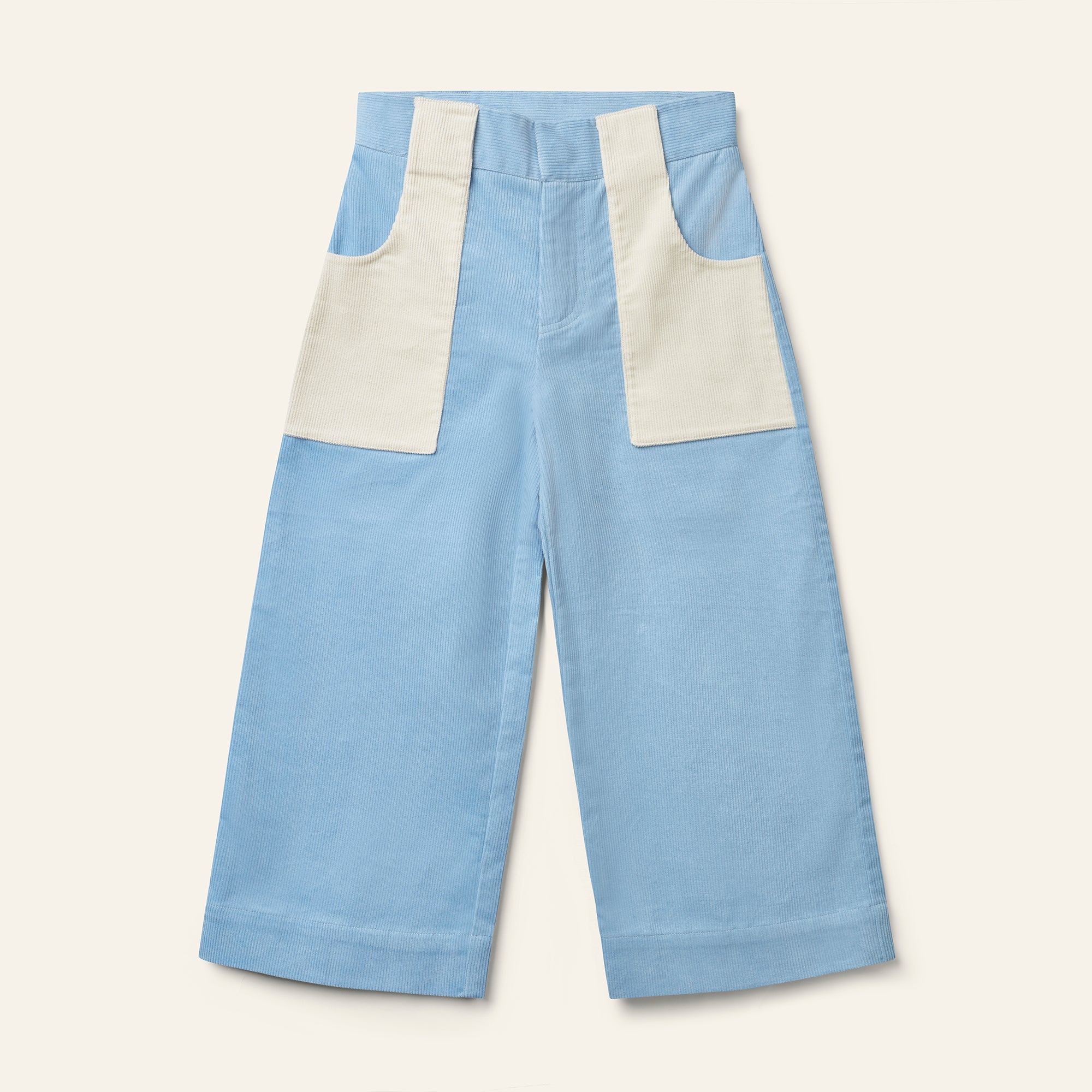 Micro Cord Pony Pant - Pale Blue / Ecru