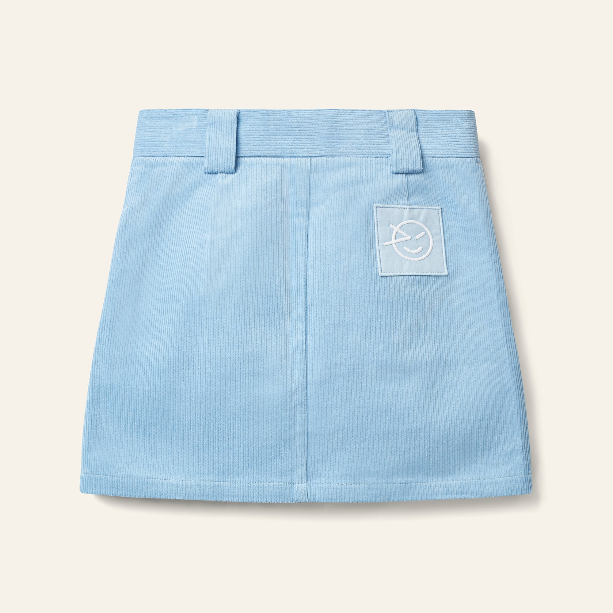 Micro Cord Pony Skirt - Pale Blue / Ecru