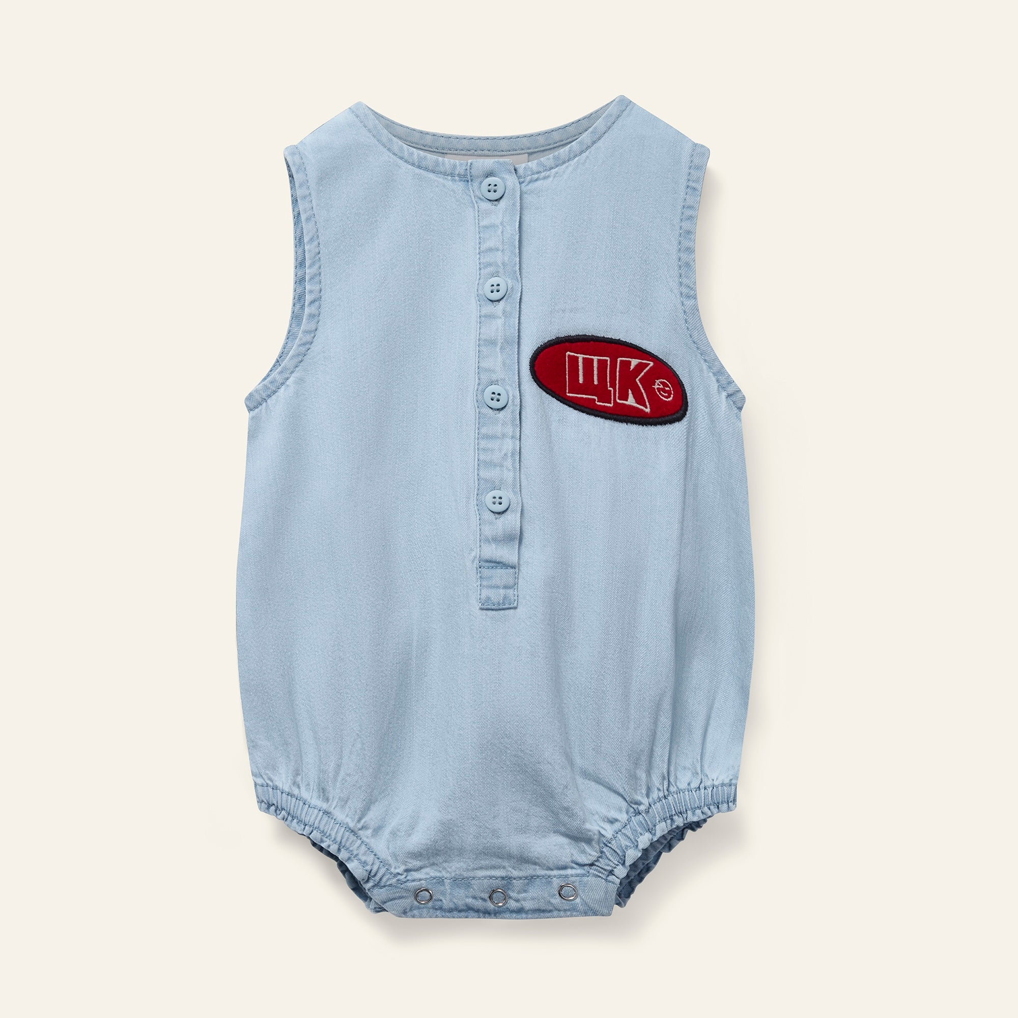 Mini Woven Romper - Pale Bleach Denim