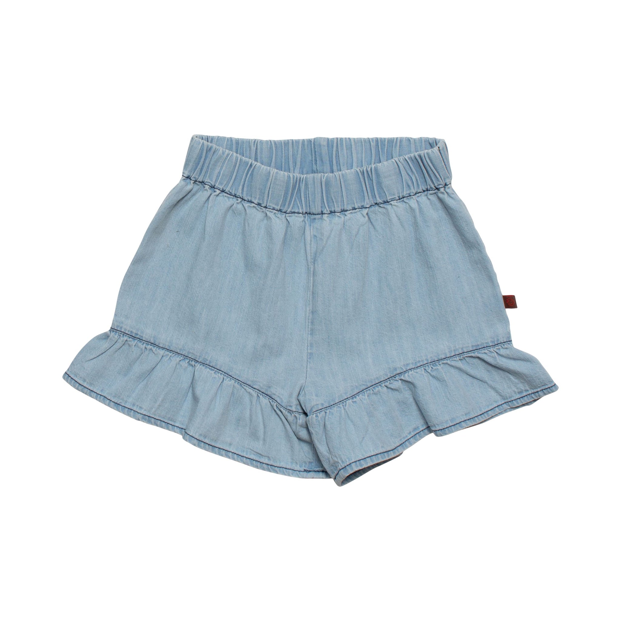 Frill Short - Pale Bleached Denim