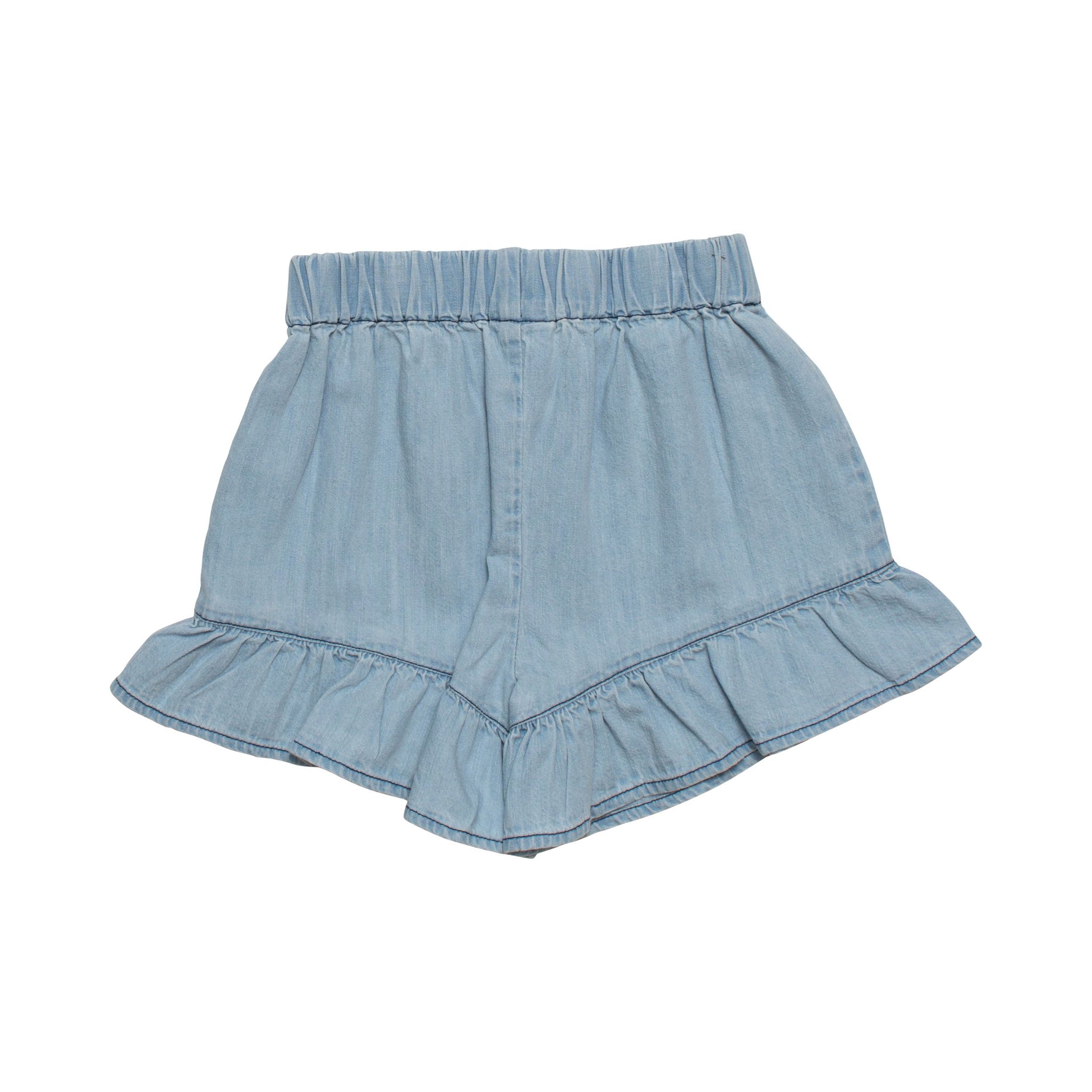 Frill Short - Pale Bleached Denim