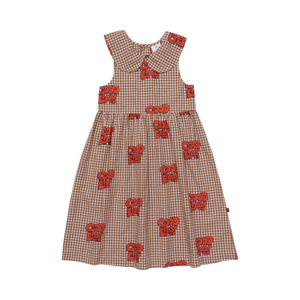 Pan Collar Sundress - Caramel Gingham / Red