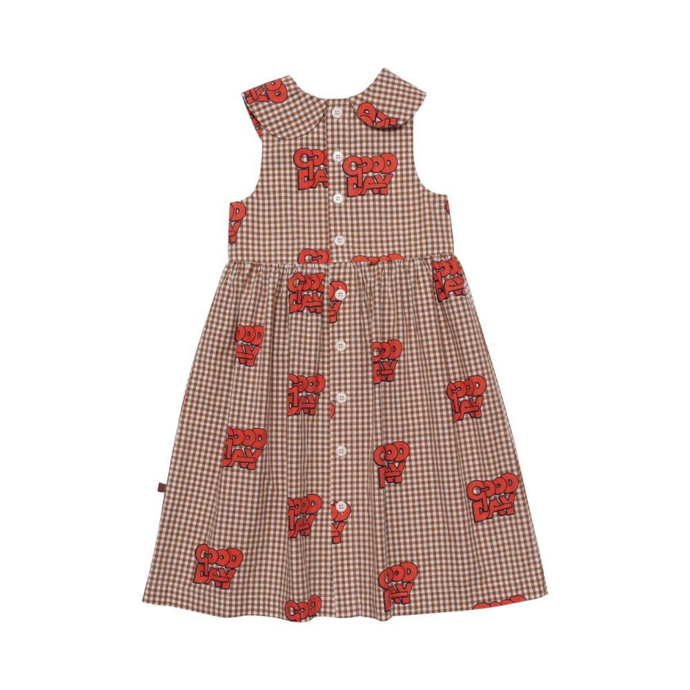 Pan Collar Sundress - Caramel Gingham / Red